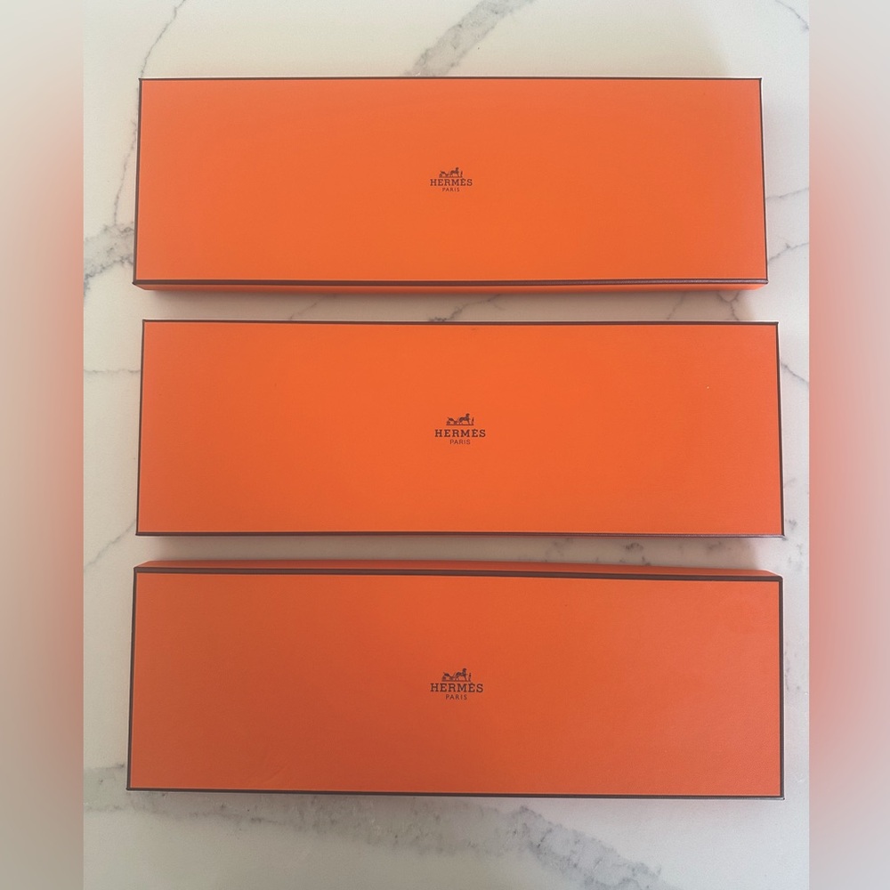 3 Authentic Hermes Tie Boxes in great condition from non smoking home.